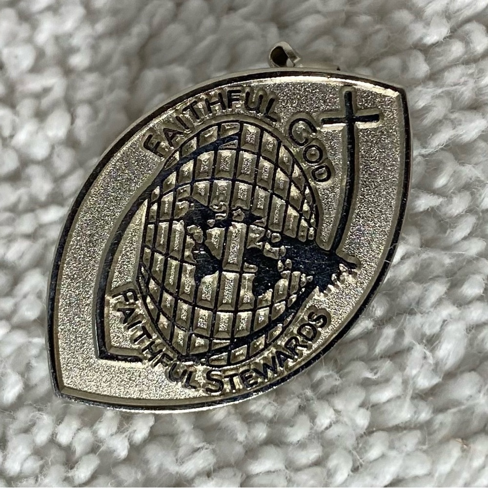 5/$35 Vintage Silver Faithful God Faithful Stewards Silver Tone Souvenir Pin